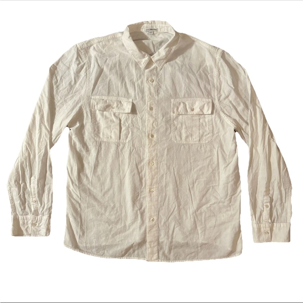 James Perse Shirt Mens Size 4 Casual Button Up White Cotton Flap Chest Pocket